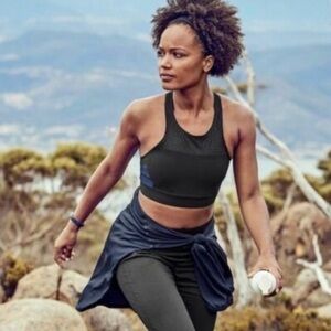 Athleta Bonaire Mesh Blue/Black Sports Bra